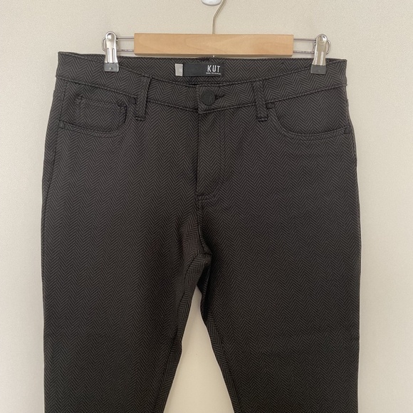 Kut from the Kloth Womens 10 Diana Skinny Pants Grey Black Herringbone Stretch - Picture 1 of 13